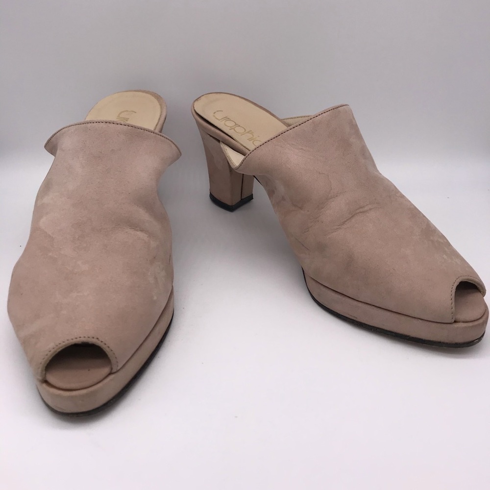 Graphique Pink Suede Heels Leather Italy Slip On 6
